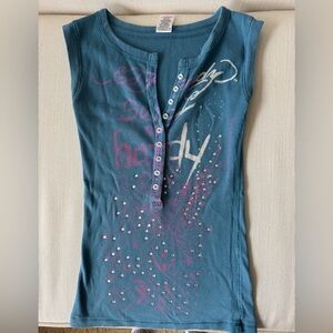 Ed Hardy by Christian Audigier Teal Ribbed Shirt